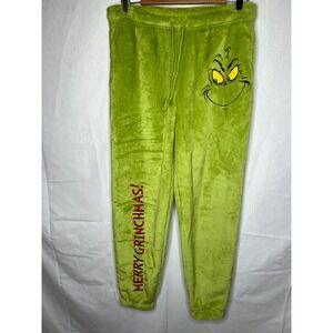 The Grinch Dr Seuss Mad Engine Mens Large Fleece Pajama Pants Green , Grinchmas